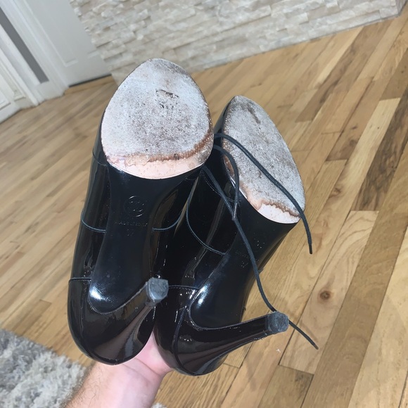 CHANEL Black Patent Leather 17A Lace Up Heel - Picture 7 of 9